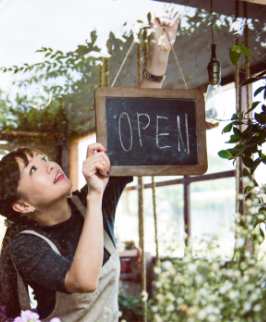 Woman with Open Sign Woman with Open Sign
